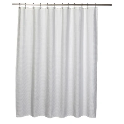 Quaker Waffle Shower Curtain, White Poly/Cotton, 71 x 71 In.