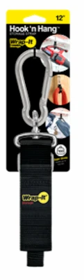 Hook 'N Hang Cord Storage Strap, Black 1.5 x 12 In.