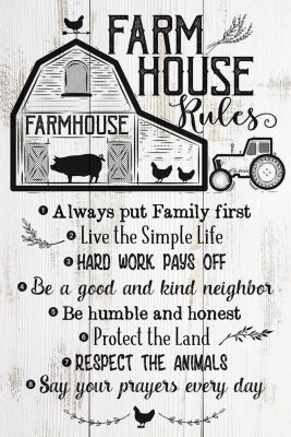 MetalFarmhouse RulesSign, Indoor/Outdoor Use
