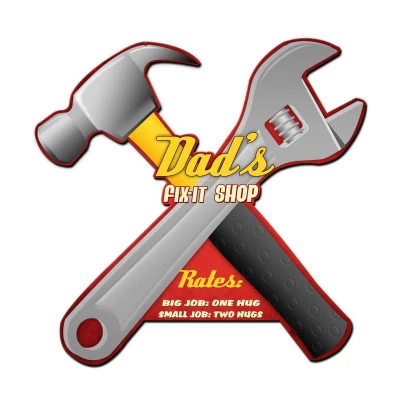 3D Embossed MetalDad's Fix-It ShopSign, Indoor/Outdoor Use
