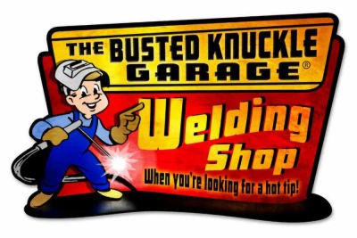 3D Embossed MetalBusted Knuckle GarageSign, Indoor/Outdoor Use