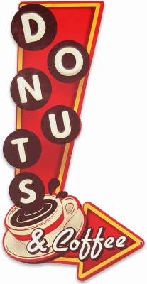 3D Embossed MetalDonuts & CoffeeSign, Indoor/Outdoor Use