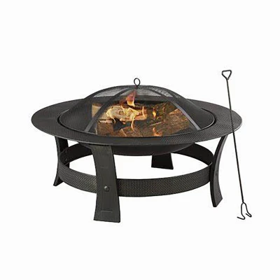 Fire Pit, Wood Burning, Black, 35 In.