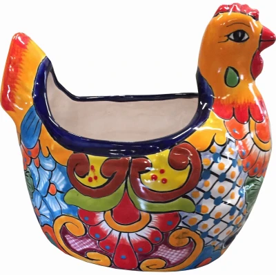 Hen Figurine Painted Planter, 10 In.