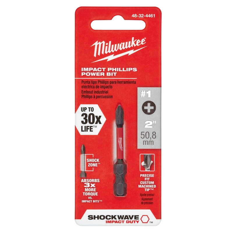 Power Screwdriver Bit, #1 Phillips, 2 In.