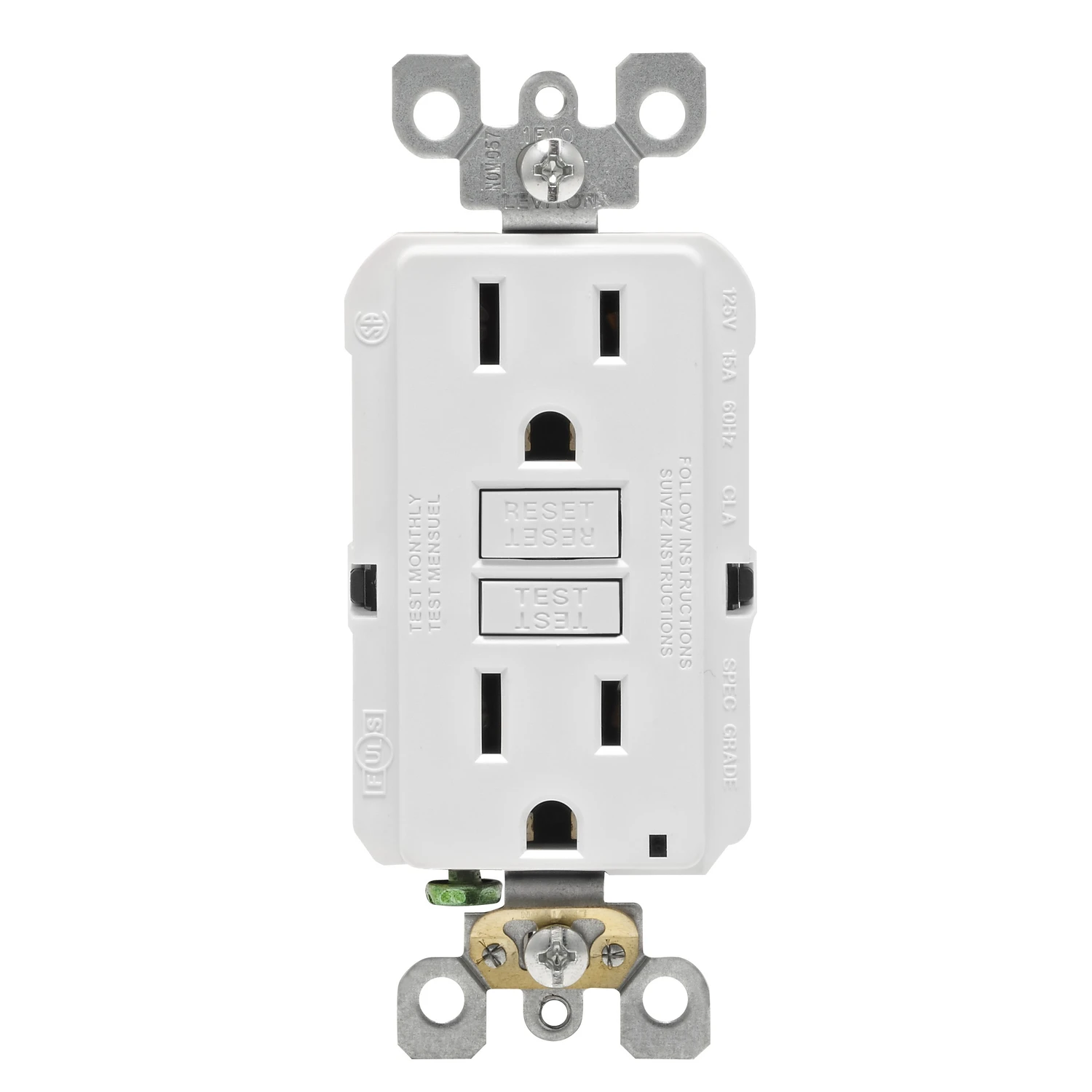 15 Amp Self-Test SmartlockPro Slim Duplex GFCI Outlet, White