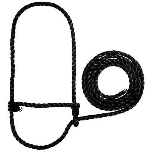 Sheep / Goat / Calf Halter, Adjustable Poly Rope, Black, 7 Ft. Lead