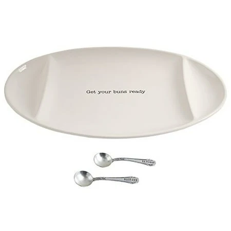 4071127 White Ceramic Burger Grilling Platter For Outdoor Cooking