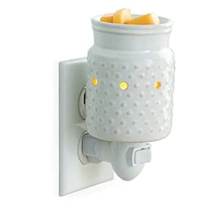 Pluggable Fragrance Warmer White Hobnail Design