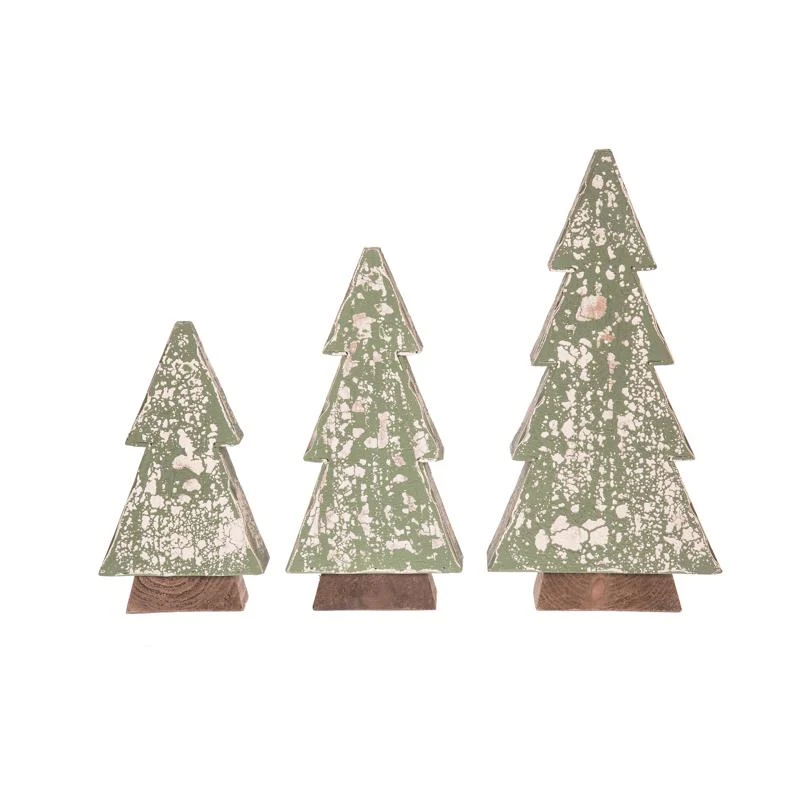 Multicolored Antiqued Christmas Tree 14 In. Tabletop Decor - 3 Pack