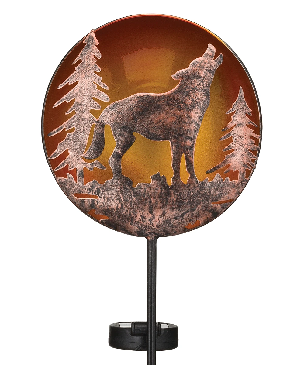 Wolf Night Sky Solar Garden Stake With Integrated Light