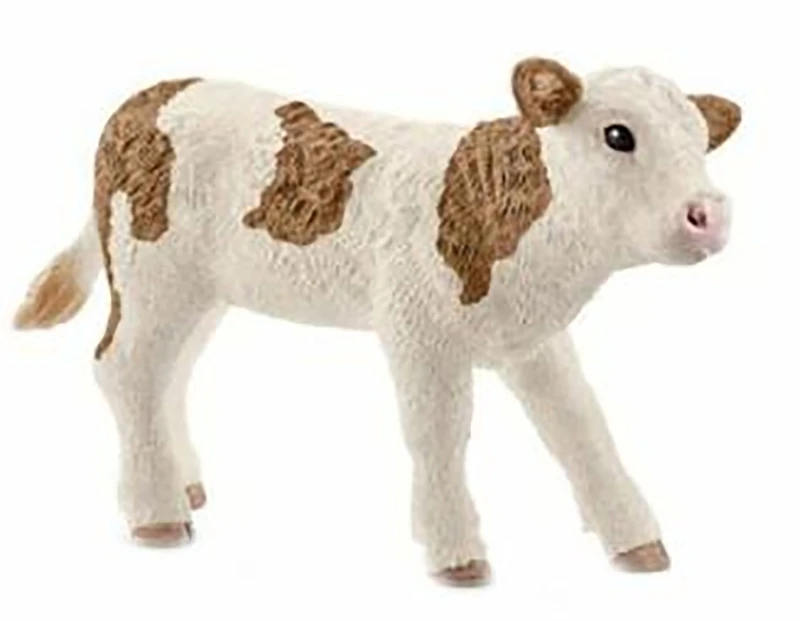 Brown & White Simmental Calf Toy Animal Figure, Ages 3 & Up
