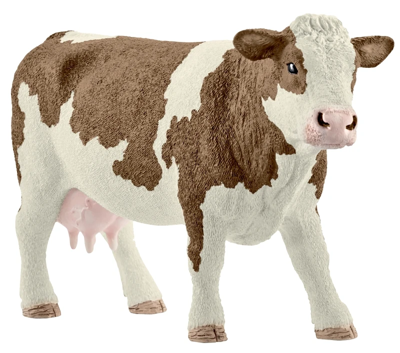 Brown & White Simmental Cow Toy Animal Figure, Ages 3 & Up