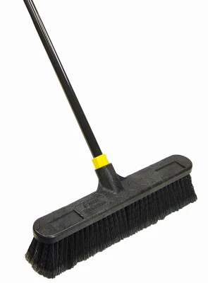 18 In. Push Broom, Soft Bristles, 59 In. Steel Handle