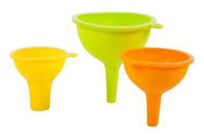 Kitchen Funnel Set, Silicone, 3-piece, Assorted Colors For Easy Pouring