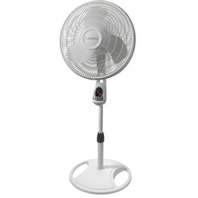 3-Speed Oscillating Pedestal Fan, Timer and Remote, White 16 In.