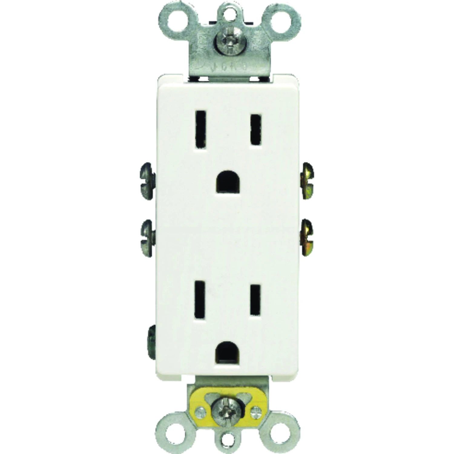 Decora 15 Amp Residential Grade Self Grounding Duplex Outlet, White