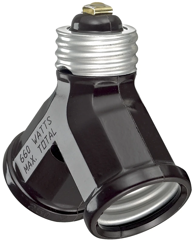 660-Watt Double Light Socket Adapter, Brown