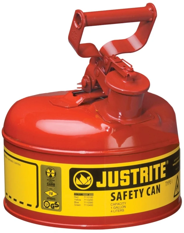 Safety Gas Can, Red Metal, 2-Gallons