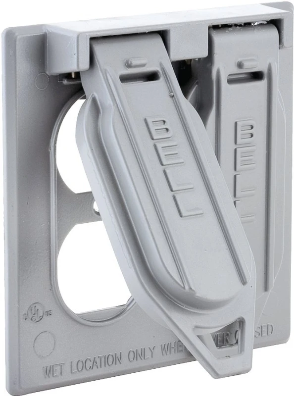 2-gang Vertical Mount Die-cast Metal Gray Weatherproof Outdoor Outlet Cover 5148-0