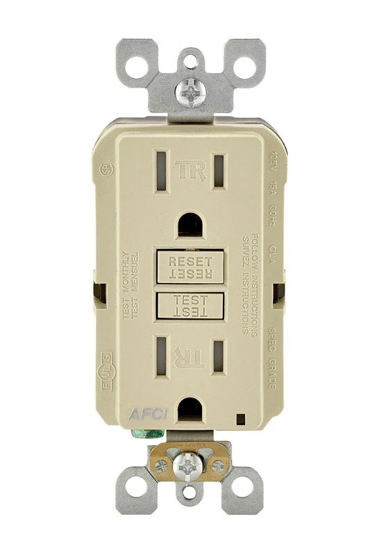 Leviton SmartlockPro 15 amps 120 volt Ivory AFCI Outlet 5-15R 1 pk