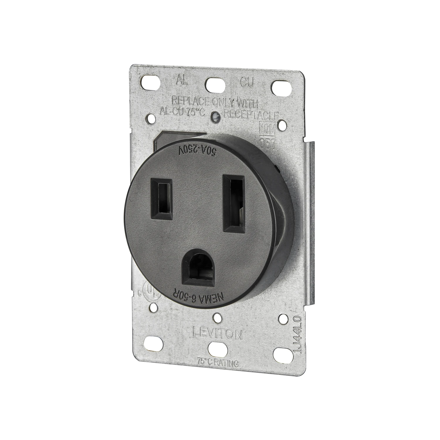 Leviton 50 amps 250 volt Black Outlet 6-50R 1 pk