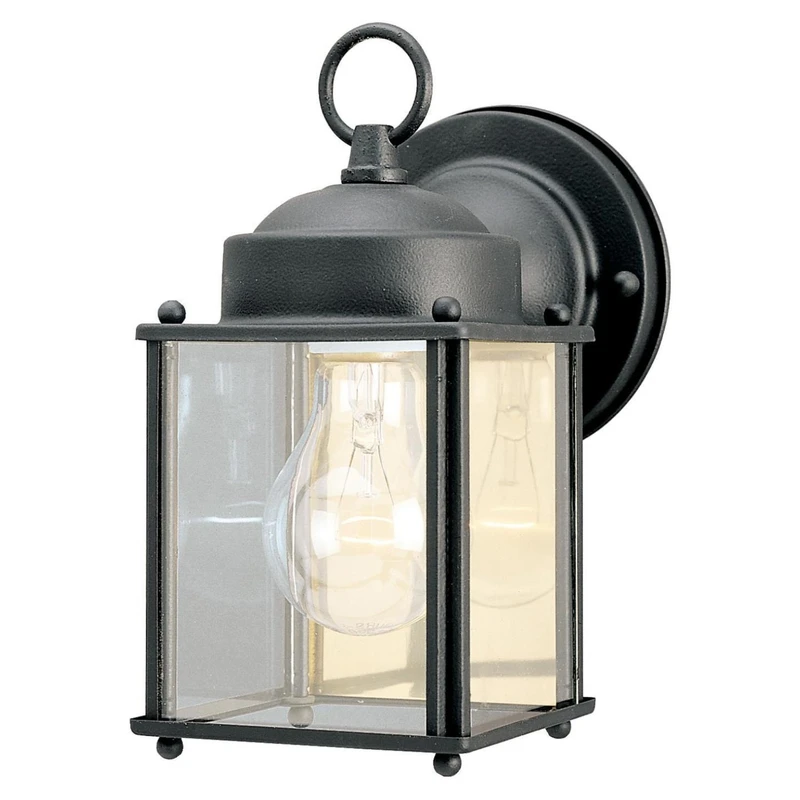 Outdoor Wall Light Fixture, Textured Black Steel
