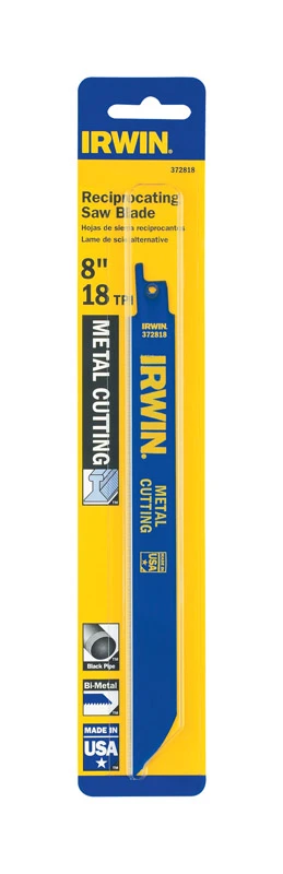 Bi-Metal Reciprocating Saw Blade, Metal, 18 TPI, 8 In.