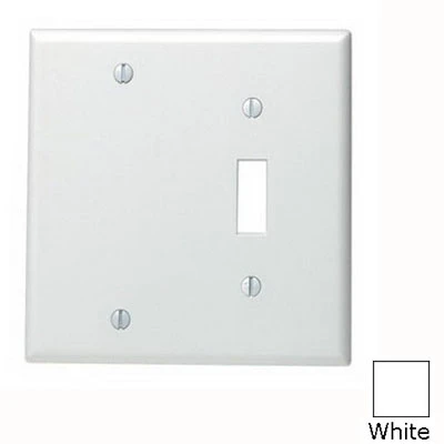 2-Gang 1-Toggle 1 No Device Blank Standard Size Plastic Combination Wall Plate, White