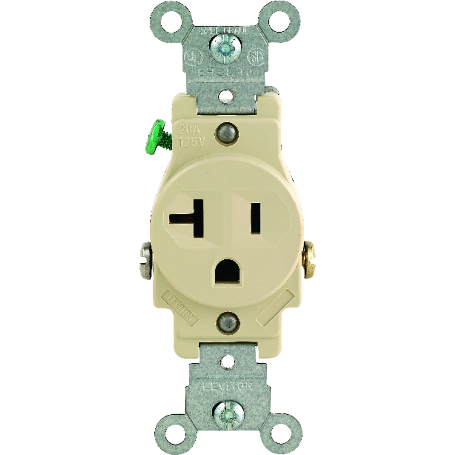 Leviton 20 amps 125 volt Ivory Outlet 5-20R 1 pk