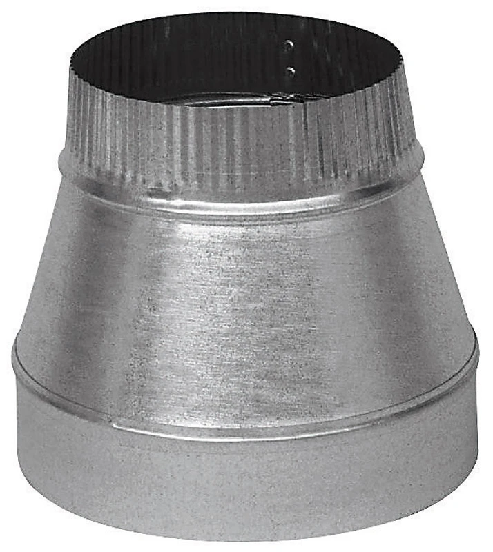 HVAC Duct Pipe Taper Reducer, Small End Crimped, 24 Gauge Galvanized, 8 x 10 In.