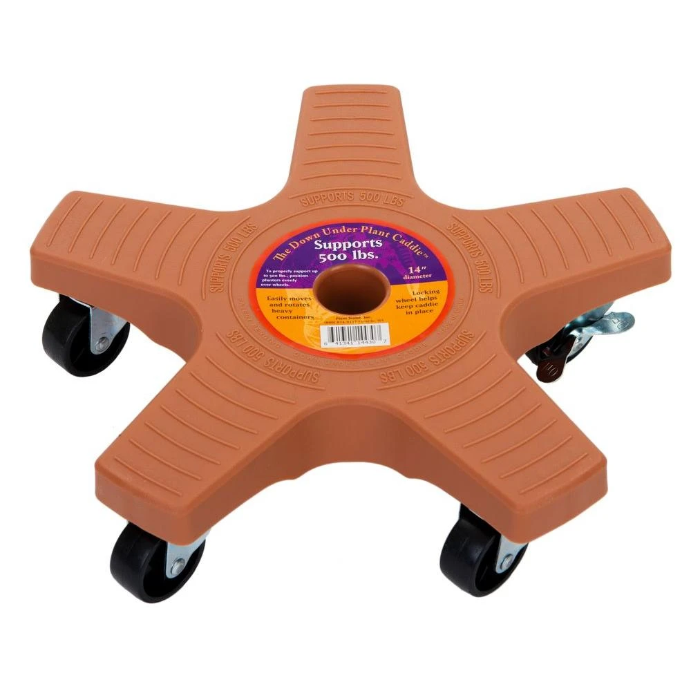 14 Inch Terra Cotta Plastic Down Under Plant Caddie With 5 Wheels - Model 14430