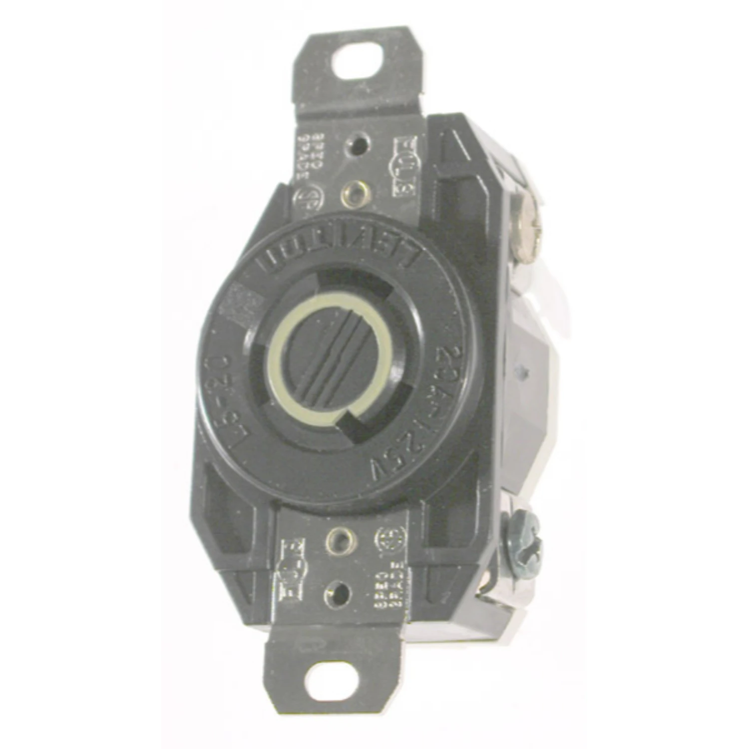 20 Amp 125-Volt Flush Mounting Grounding Locking Outlet, Black