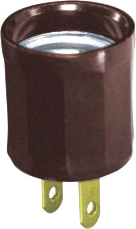 Leviton 600W 125V Brown Outlet to Light Socket Adapter