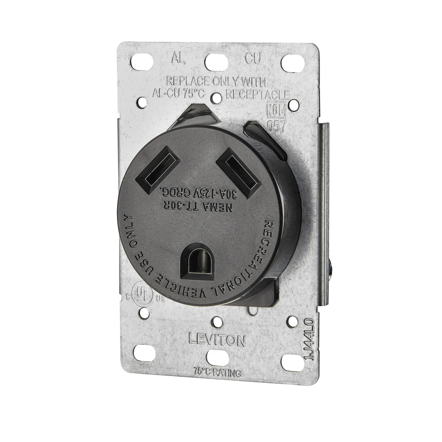 Leviton 30 amps 125 volt Black Outlet TT-30R 1 pk