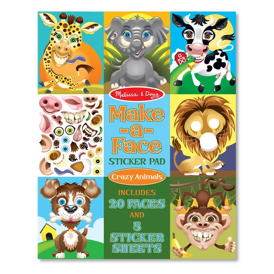 Make-a-face Sticker Pad - Crazy Animals With 20 Faces And 5 Sticker Sheets