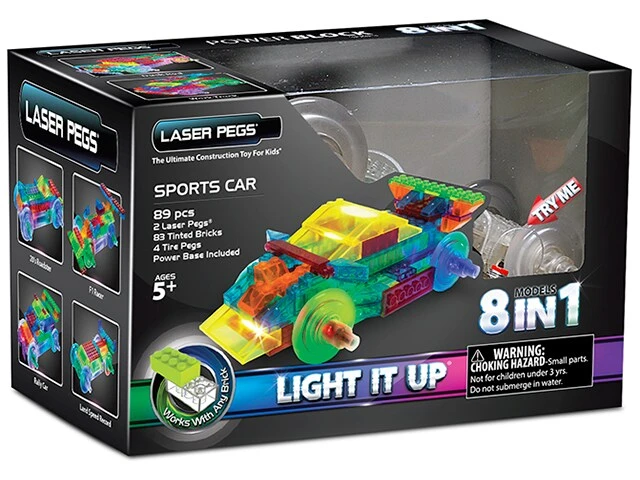 Lighted Power Block 8-in-1 Sports Car Construction Kit (pb1410b)