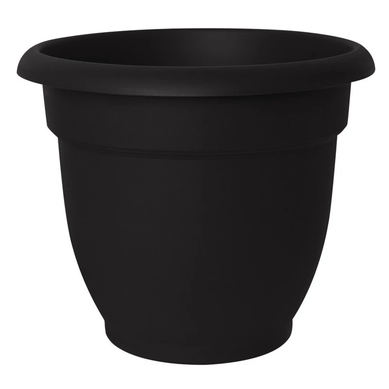 Ariana Planter, Bell Shape, Black Plastic, 12 In.