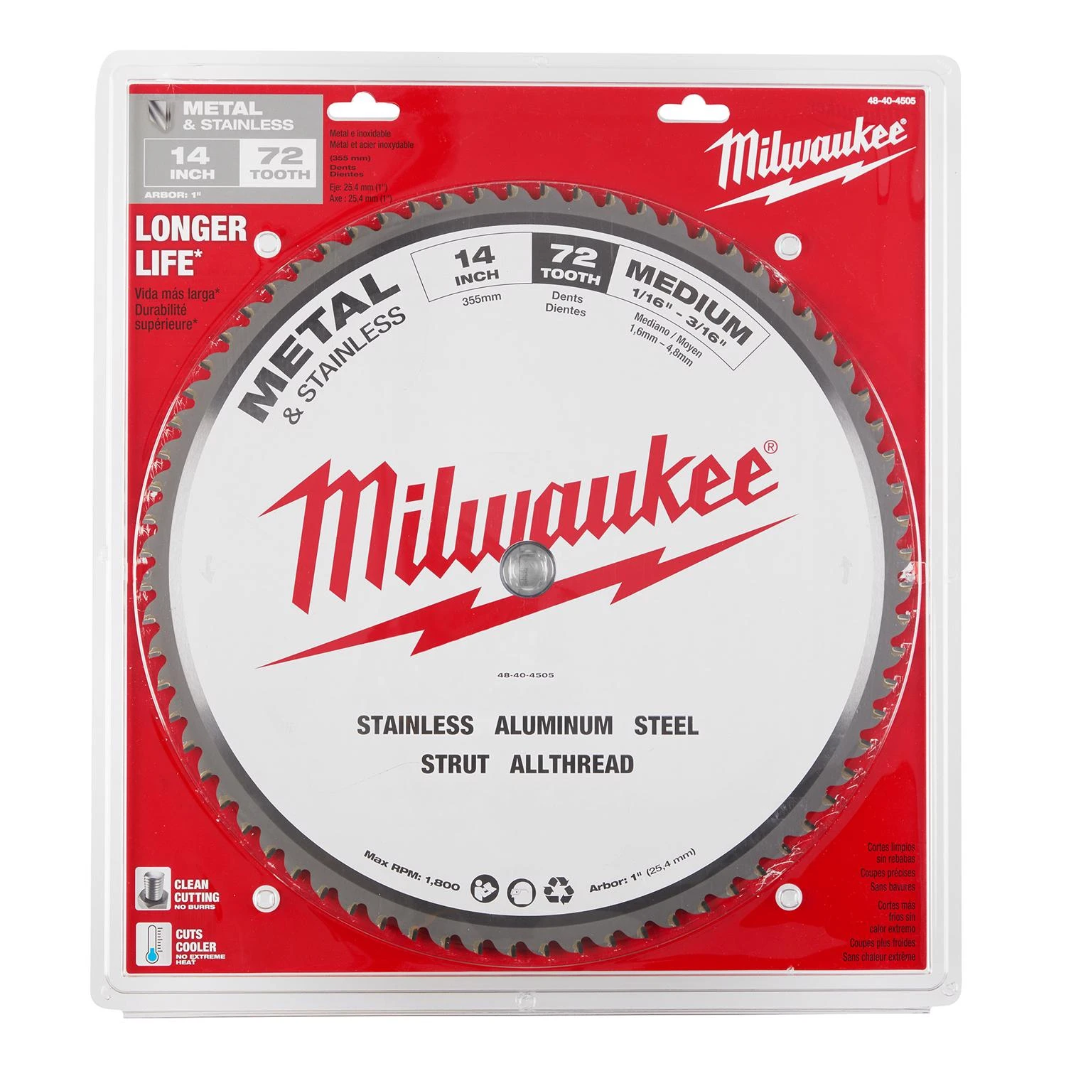 Milwaukee 48-40-4505 14 in. Circular Saw Blade (72 Tooth)