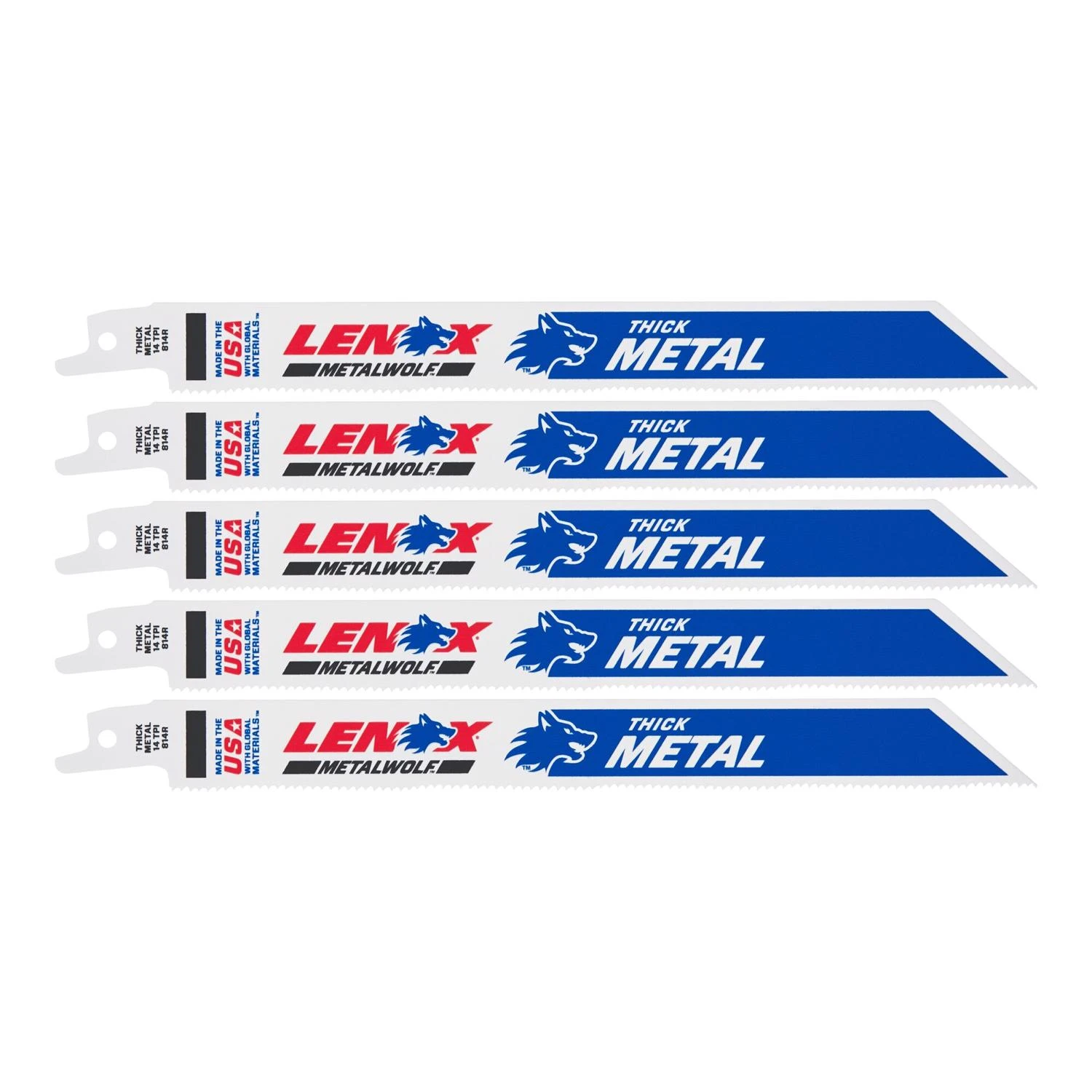 Bi-Metal Reciprocating Saw Blade, 14-TPI, 9 In., 5-Pk.