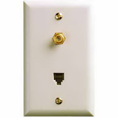 Tp062wh Modular Phone And Coaxial Wall Plate - White
