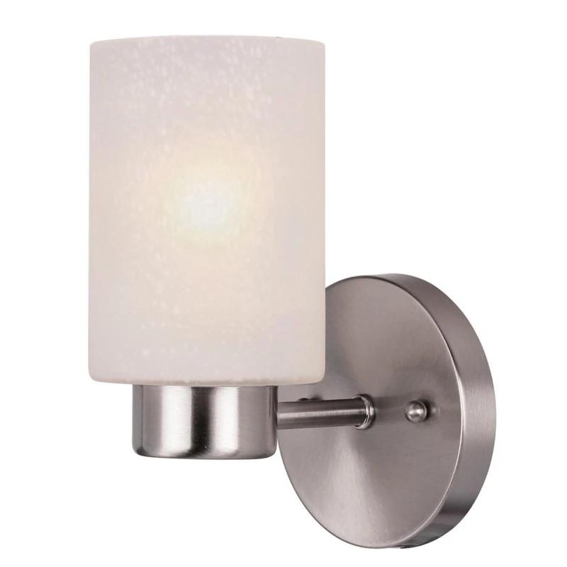 Sylvester Modern Indoor Wall Light Fixture, Brushed Nickel, Frosted Glass Shade