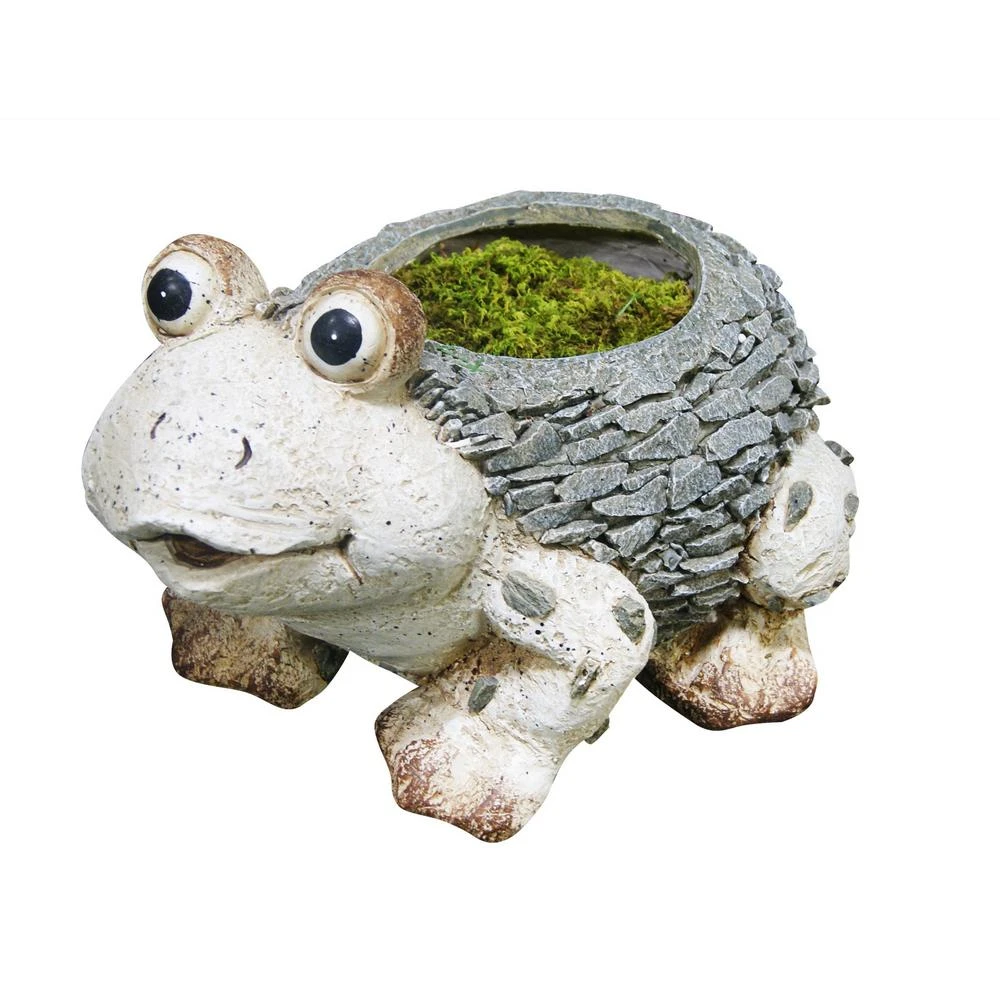 11 Inch Magnesia Cement Frog Planter, Model Qwr480 For Indoor/outdoor Use