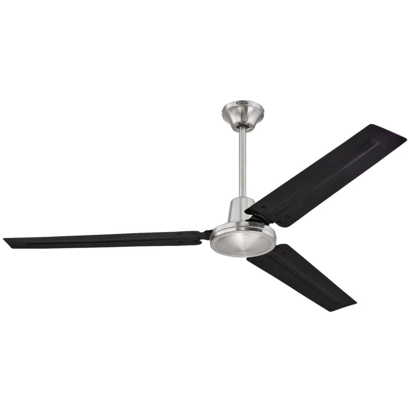 Jax Industrial-Style Ceiling Fan, Brushed Nickel/Black Blades, 56 In.