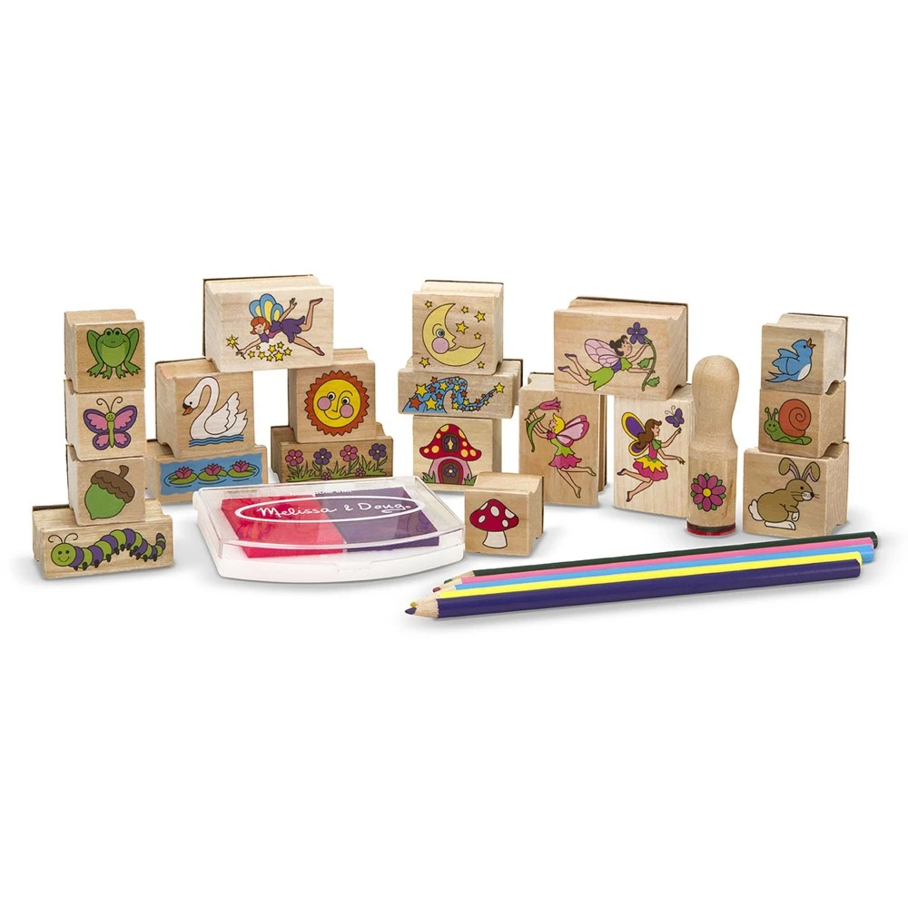 Stamp-a-scene Fairy Garden Set With 20 Wooden Stamps And Accessories