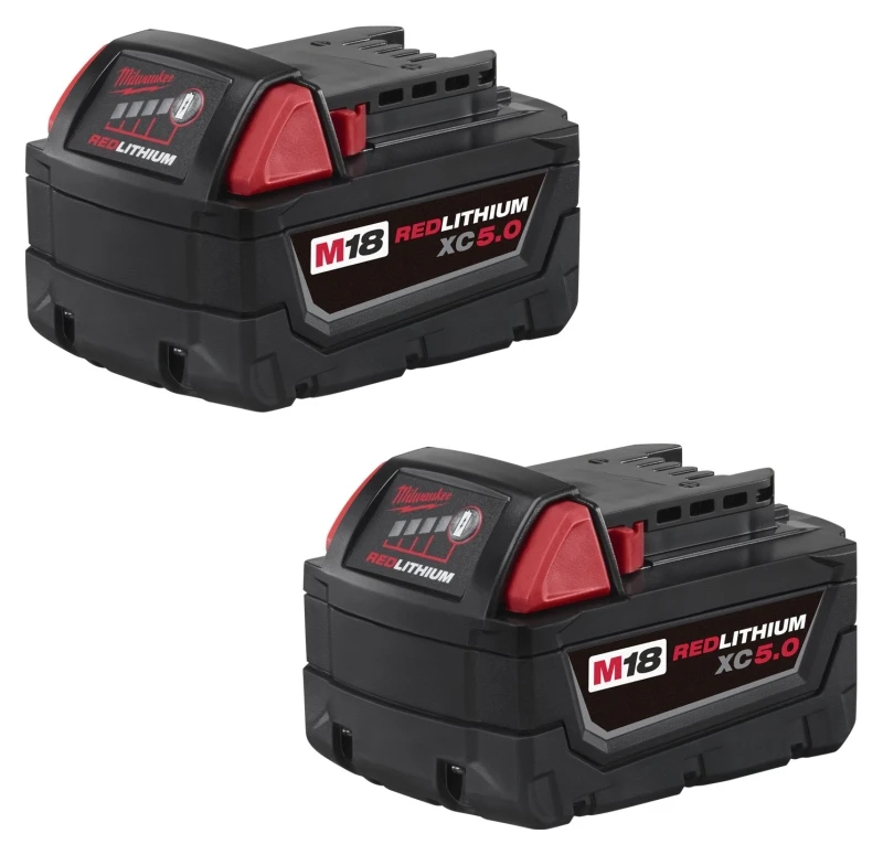 Milwaukee M18 REDLITHIUM XC5.0 18 volt 5 Ah Lithium-Ion Extended Capacity Battery Pack 2 pc.