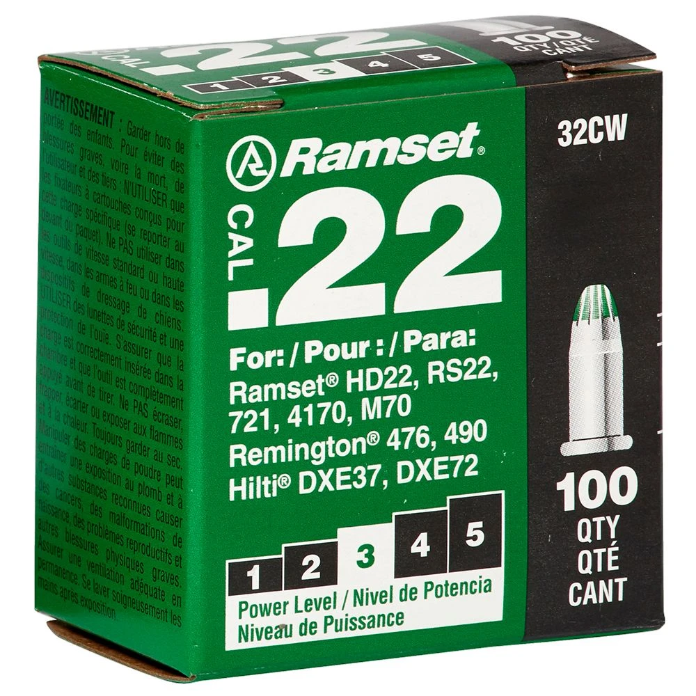 Green Powder Fastener Loads, .22 Caliber, 100-Ct.