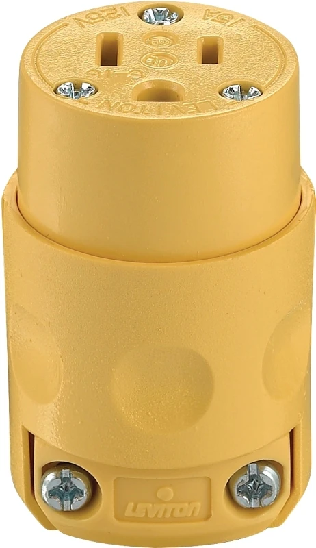 15a 125v 3-wire 2-pole Residential Grade Cord Connector, Yellow