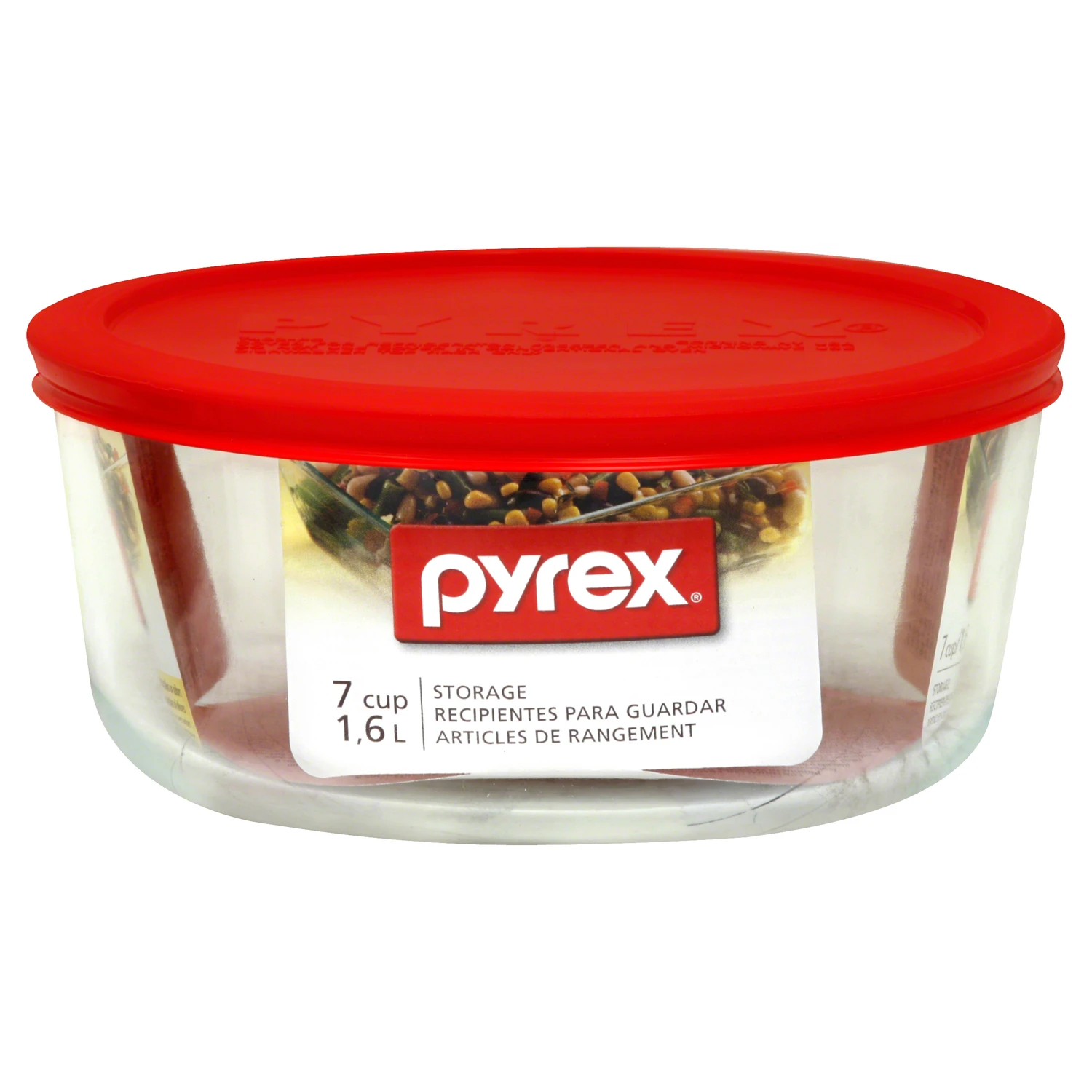 Pyrex 7 cups Food Storage Container 1 pk Clear/Red