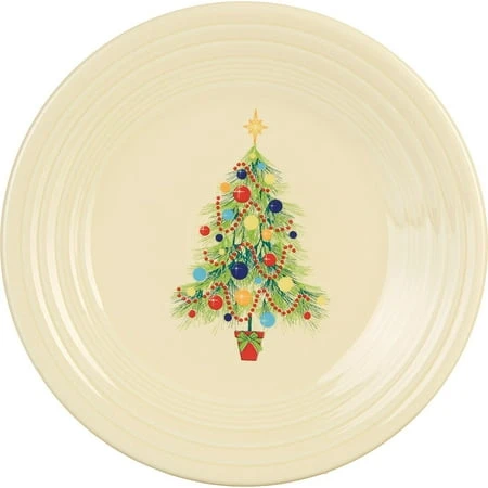 Christmas Tree Luncheon Plate - 9 Inch Round, Dishwasher Safe, Holiday Design
